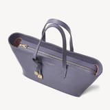 Zipped East West Tote with Shield Charm Dusky Blue Pebble