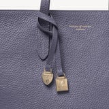 Zipped East West Tote with Shield Charm Dusky Blue Pebble