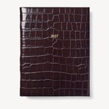 2027 A4 Day to Page Diary Deep Shine Amazon Brown Croc