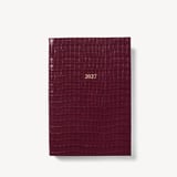 2027 A5 Day to Page Diary Deep Shine Garnet Small Croc