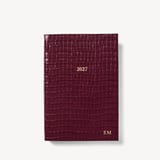 2027 A5 Day to Page Diary Deep Shine Garnet Small Croc