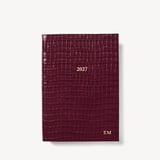2027 A5 Week to View Diary Deep Shine Garnet Small Croc