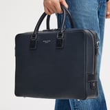 Mount Street Laptop Briefcase  Navy Saffiano