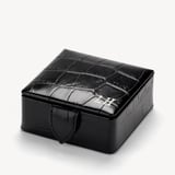 Stud Box Deep Shine Black Croc & Cobalt Blue Suede