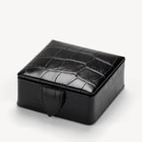Stud Box Deep Shine Black Croc & Cobalt Blue Suede