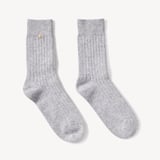 Rib Knit Cashmere Socks Mid Grey Melange Cashmere
