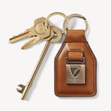 Shield Plaque Keyring Smooth English Tan