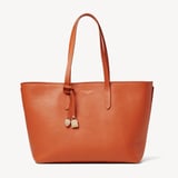 Zipped East West Tote with Shield Charm Marmalade Pebble