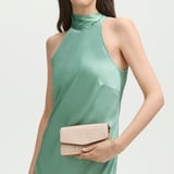Eliza Clutch Soft Taupe Patent Croc