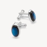 Oval Cufflinks Labradorite & Silver Plated