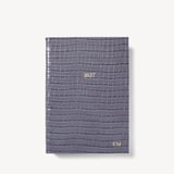 2027 A5 Week to View Diary Deep Shine Dusky Blue Small Croc