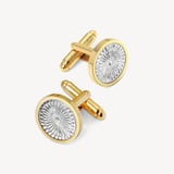 Engraved Centre Round Cufflinks Gold Plated & Sterling Silver 925 Plated