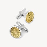 Engraved Centre Round Cufflinks Sterling Silver 925 Plated & Gold Plated