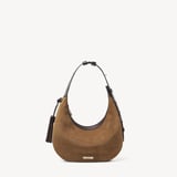 Soho Mini Crescent Praline Suede & Chocolate Nappa