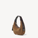 Soho Mini Crescent Praline Suede & Chocolate Nappa