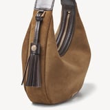 Soho Mini Crescent Praline Suede & Chocolate Nappa