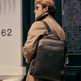 Zipped Leather Backpack Chocolate Pebble