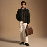 Mount Street Laptop Briefcase Tobacco Pebble