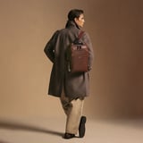 Zipped Leather Backpack Tobacco Pebble