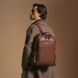 Zipped Leather Backpack Tobacco Pebble