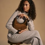 Soho Mini Crescent Praline Suede & Chocolate Nappa