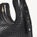 Soho Large Crescent Black Woven Leather