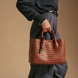 Midi London Tote Tan Woven Leather