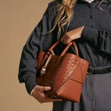 Midi London Tote Tan Woven Leather
