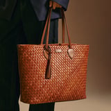 Large Island Tote Tan Woven Leather