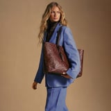 Large Island Tote Chocolate Woven Leather