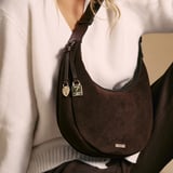 Soho Small Crescent Chocolate Suede