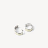 Enamel Huggie Earrings Ivory Enamel & Palladium Silver Plated