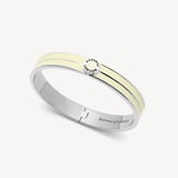 Ribbed Enamel Bangle Ivory Enamel & Palladium Silver Plated
