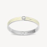 Ribbed Enamel Bangle Ivory Enamel & Palladium Silver Plated