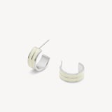 Ribbed Enamel Hoop Earring Ivory Enamel & Palladium Silver Plated