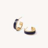 Enamel Hoop Earrings Navy Enamel & 18ct Gold Plated