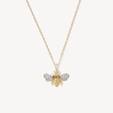 Diamond Bee Pendant Necklace 0.237ct White Sapphire & Citrine
