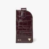 Glasses Case with Tab Deep Shine Amazon Brown Croc