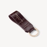 Small Leather Loop Keyring Deep Shine Amazon Brown Croc