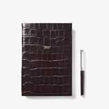 2027 A5 Day to Page Diary & Pen Set Deep Shine Amazon Brown Croc