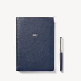 2027 A5 Week to View Diary & Pen Set Navy Pebble