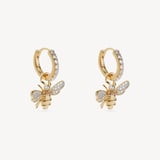 Diamond Bee Charm Earrings 0.416ct White Sapphire & Citrine