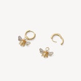 Diamond Bee Charm Earrings 0.416ct White Sapphire & Citrine