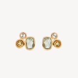 Multi Gemstone Stud Earrings Green Amethyst, Citrine & White Topaz