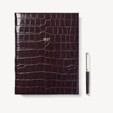 2027 A4 Week to View Diary & Pen Set Deep Shine Amazon Brown Croc