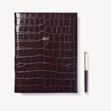 2027 A4 Day to Page Diary & Pen Set Deep Shine Amazon Brown Croc