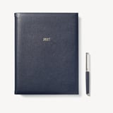 2027 A4 Day to Page Diary & Pen Set Navy Pebble