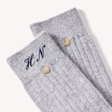 Rib Knit Cashmere Socks Mid Grey Melange Cashmere