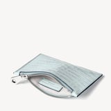 Small Essential Flat Pouch Deep Shine Pool Blue Small Croc