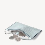 Small Essential Flat Pouch Deep Shine Pool Blue Small Croc